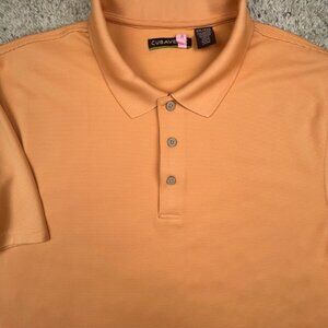 CUBAVERA Men’s Polo Shirt Orange Ribbed 2XL Short Sleeve Polyester Golf Active